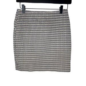 Ann Taylor Pencil Skirt Tan Black Print Size 0 Cotton Work Office